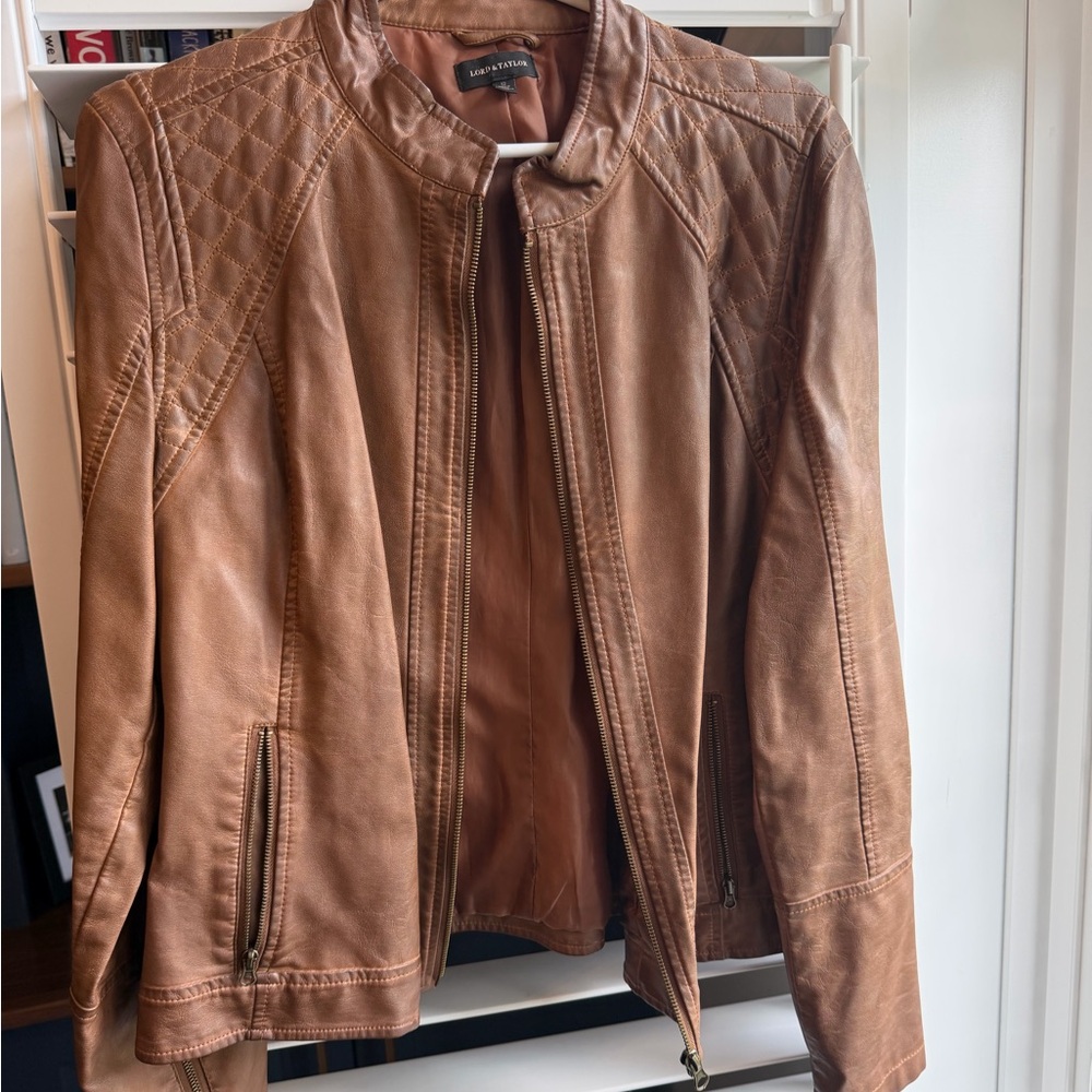 Women's Brown Leather Biker Jacket